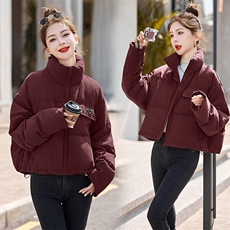 短款羽绒服女2024冬新款小个子超好看洋气灰色立领加厚保暖面包服，女装羽绒服，众宇琦