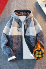 加厚秋冬季男士拼色开衫外套毛衣连帽拉链针织韩版毛衫8807-P36，男装针织衫/毛衣，星座1706