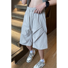 INS夏季新款双褶潮流设计宽松休闲短裤B315-K24139-特p23控48，男装牛仔裤，电商B315