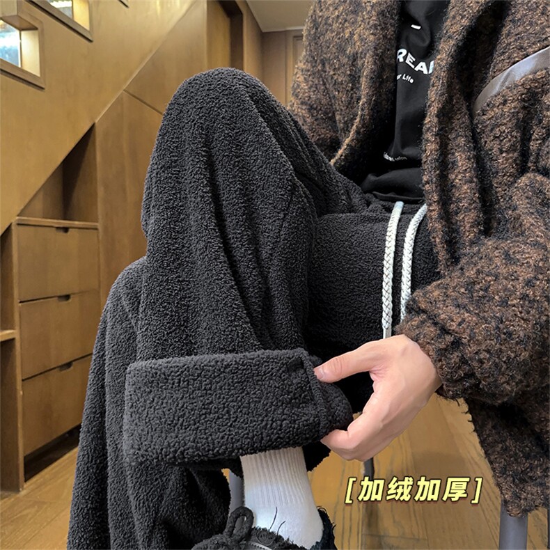 超厚羊羔绒卫裤女冬季保暖摇粒绒裤直筒棉裤男5D2121-TP3569,男装休闲裤,电商A102