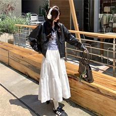 复古黑色短款皮衣外套女2025秋季高级感小个子休闲酷飒风机车夹克，女装皮衣，2C258