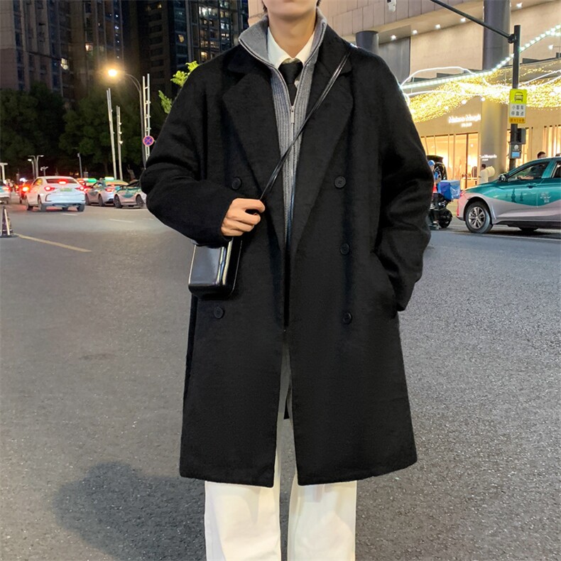 夜景二开中长款大衣防羊绒双排扣大衣男士外套A406JK2566P115,男装毛呢大衣,星座309（原A406）