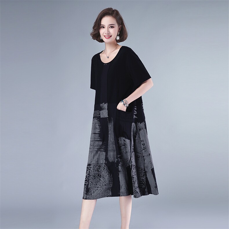2021夏款新款拼接大码女装裙252款,女装连衣裙,秋牧寒烟