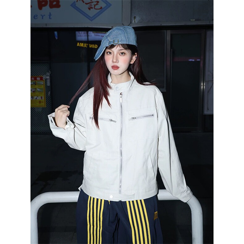 26春装高品质老钱风立领夹克外套男女美式潮牌拉链工装风宽松上衣，男装夹克，电商A486