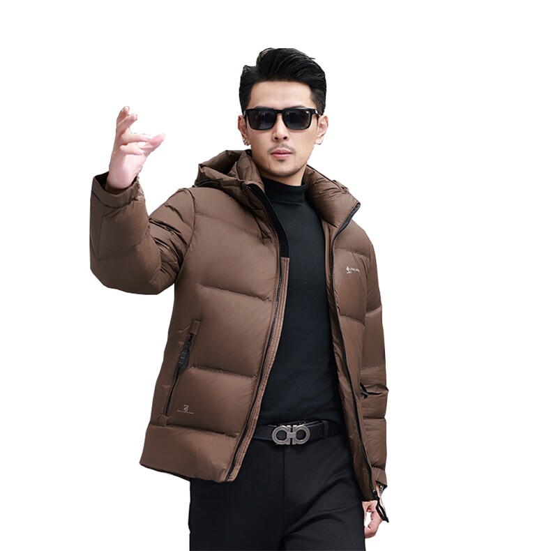冬季2024羽绒服潮男青年白鸭绒加厚短款连帽面包服时尚男士外套,男装羽绒服,钱塘6003（原4033）