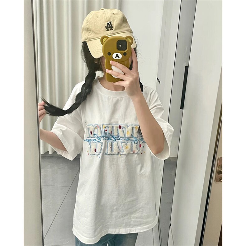 万针全刺绣工艺抖音得物高品质260克重磅纯棉双纱美式高街短袖T恤,男装T恤,电商A486-1