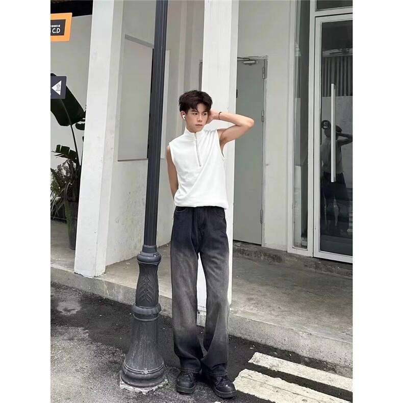 夏季暗黑系半拉链套头背心男女设计感韩版简约痞帅无袖TA130-P32,男装背心/马甲,星座208-5