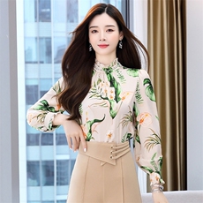 2022年秋季优雅气质复古印花衬衫，女装衬衫，卡杰菲