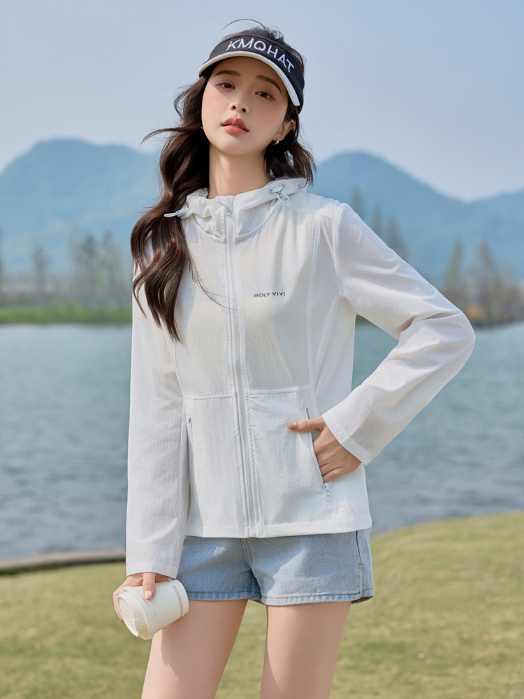 时尚连帽四面弹防晒衣女2025夏季新款修身轻薄速干透气防晒服外套,女装防晒衣,悦祺