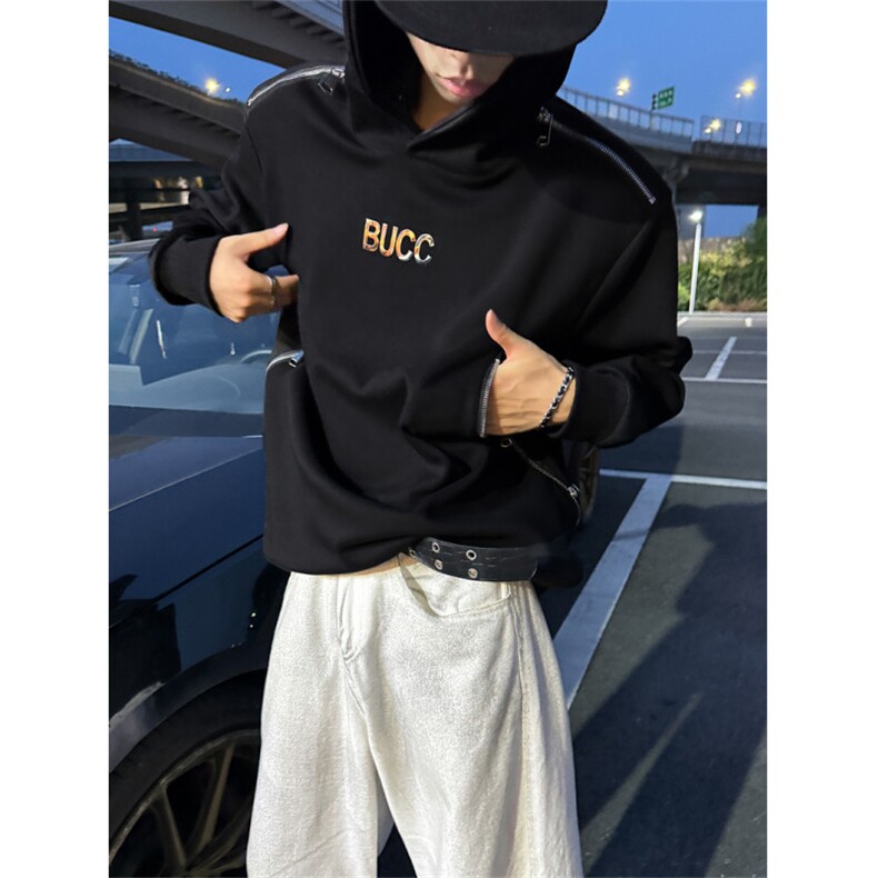 XZ1005-1-TTH0072-P60-解构垫肩拉链卫衣,男装卫衣,星座1005-1