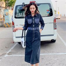 连衣裙方领中腰通勤纯色韩版一步裙2021年春季纽扣，女装连衣裙，秋水欣儿