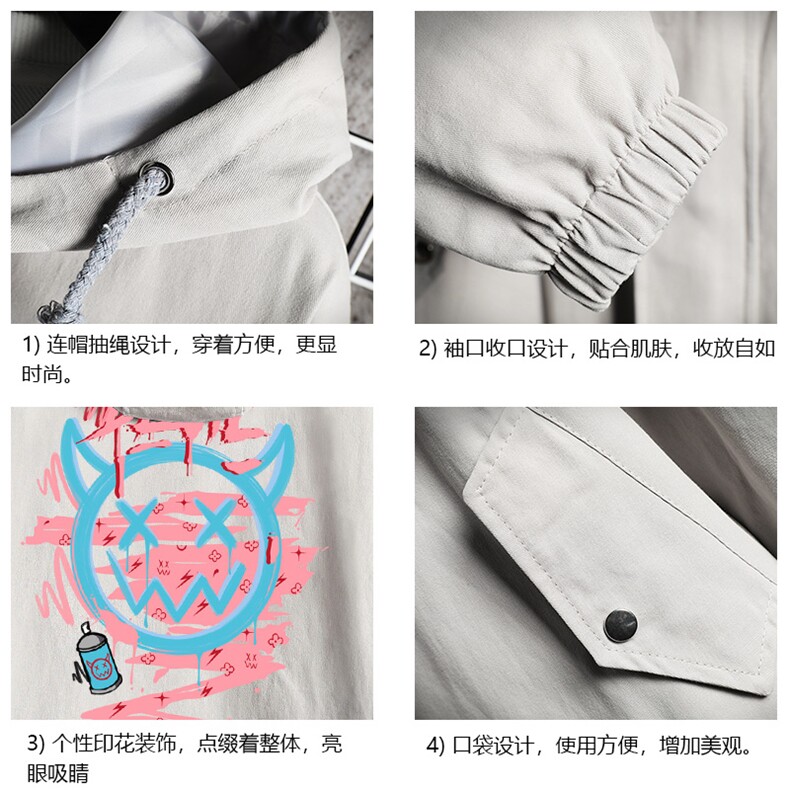 JK41178-P85加棉款-P115纯棉连帽夹克男士大码工装夹克男网格,男装夹克,电商A040A
