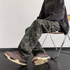 秋冬迷彩裤男美式休闲痞帅拼接工装裤男宽松潮牌直筒裤子KK348-47，男装工装外套，星座911-3