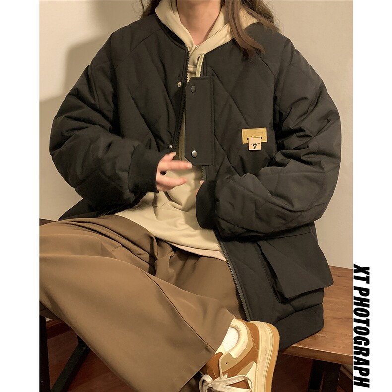 冬季2025新款港风男棉衣棉服青少年情侣装冬装中性外套S273-P118图片