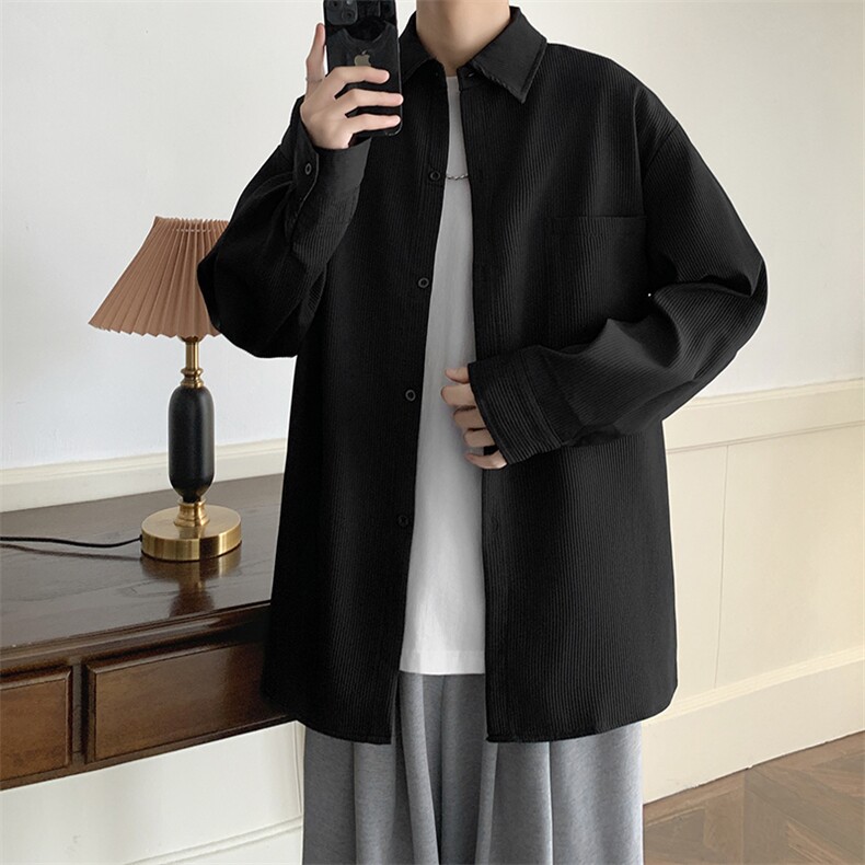 现货秋季衬衫男装2025新款衬衣外套条纹翻领长袖上衣CS001-特P38，男装衬衫，电商A178