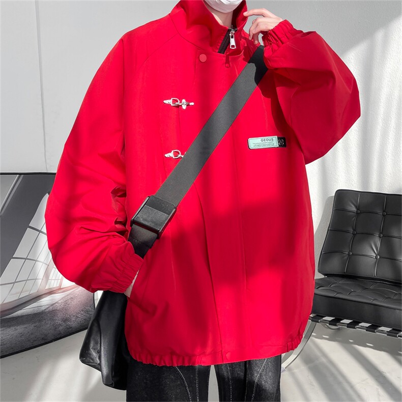 JK102/P65春装现货新款设计感金属飞机扣夹克男防水大码宽松外套，男装夹克，电商基地A050