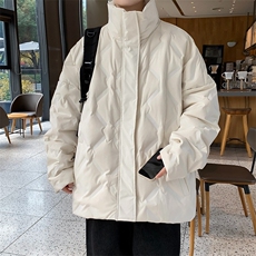 黑色菱形格棉服外套男冬季cleanfit短款美式高街M8133/特P83，男装棉衣，电商D202-1