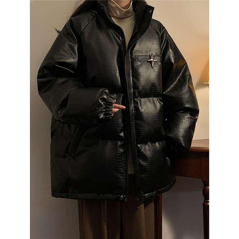 1中性风鳄鱼纹可拆卸四芒星胸针大码M-5XL棉衣男MY77733P128控168，男装棉衣，星座226-2