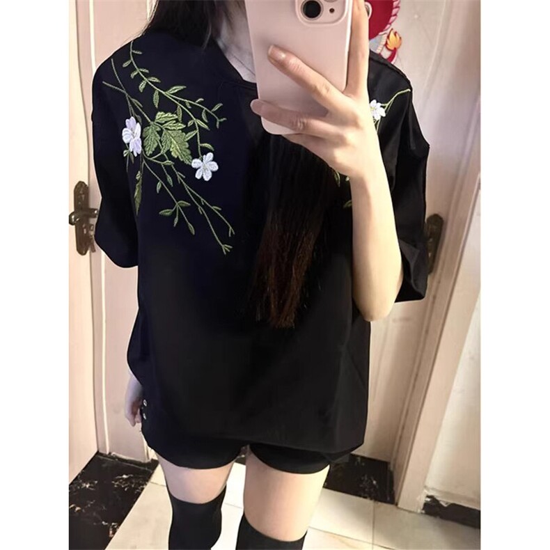万针全刺绣工艺抖音得物高品质260克重磅纯棉双纱美式高街短袖T恤，男装T恤，电商A486