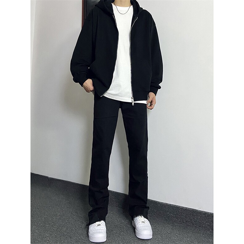 B221美式ins高街小众修身微喇毛边弹力牛仔裤LK23041-P60控78,男装牛仔裤,电商B221