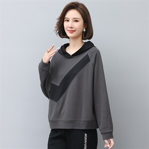 2024年春秋季新款刺绣卫衣女连帽衫韩版休闲百搭长袖上衣服女棉图片