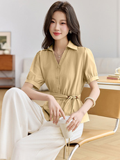 2026年女夏季新款时尚休闲收腰衬衫阔腿裤两件套，女装套装/套裙，婷思杰（原婷想服饰）