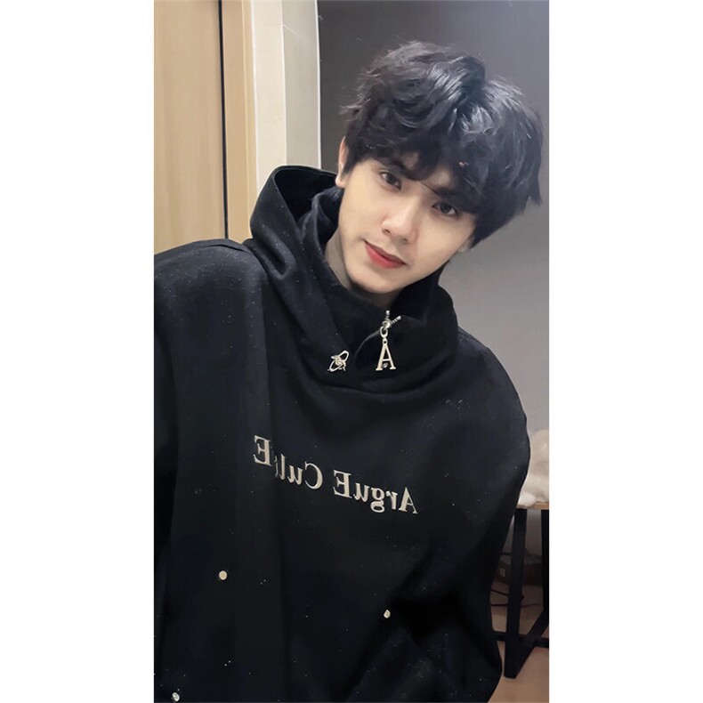 半拉链星空卫衣潮牌欧美街头重磅连帽衫外套WY08特P62，女装短外套，星座908-1