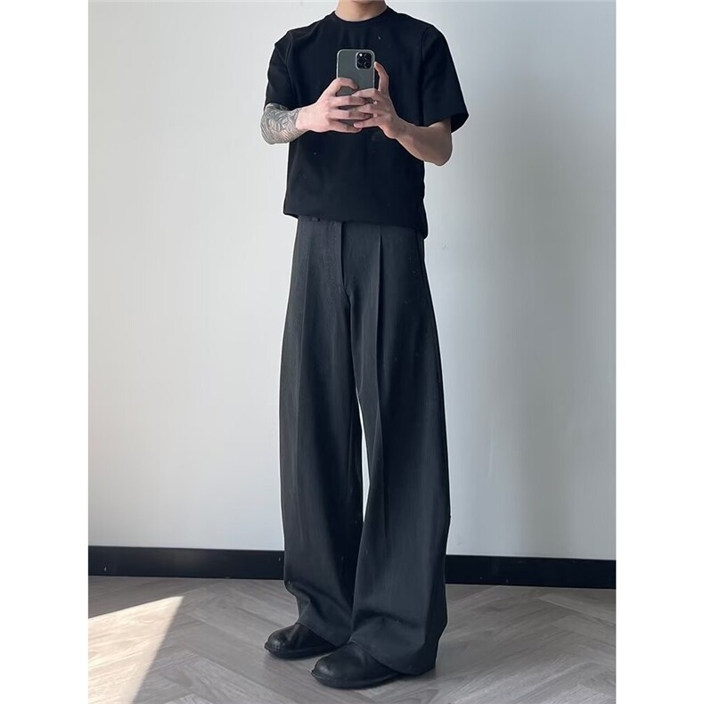 简约日系文艺慵懒立体分褶TR混纺休闲裤新款潮流原宿百搭气质流行,男装休闲裤,星座506A