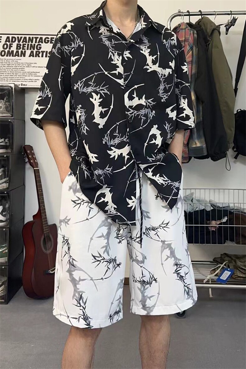 港风休闲运动套装男夏季新款宽松百搭短裤短袖两件套TZ103-P43,男装休闲套装,电商A178