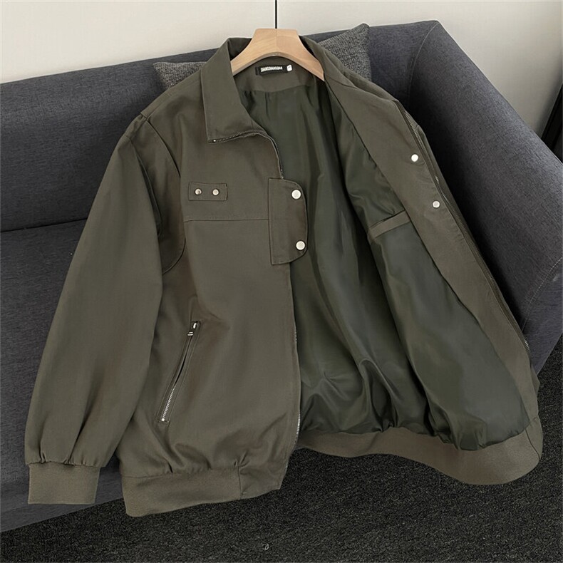 2025春秋新款深灰色飞行服棒球服外套宽松ins美式复古夹克上衣,男装夹克,星座601-1