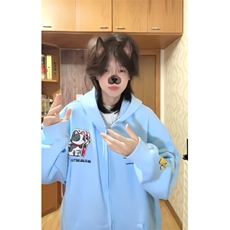 【有货】WY902CC-特P55美式刺绣小猫魔术贴连帽开衫卫衣，男装卫衣，星座1007（原301D）