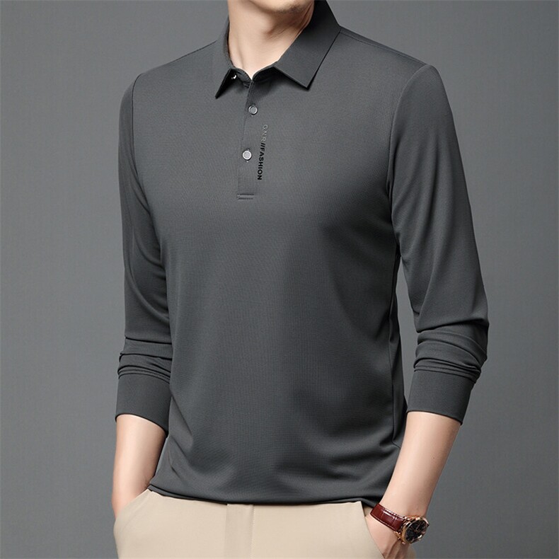 长袖T恤男士纯棉polo衫商务休闲弹力翻领打底衫上衣服,男装Polo衫,电商B212（原钱塘6029）