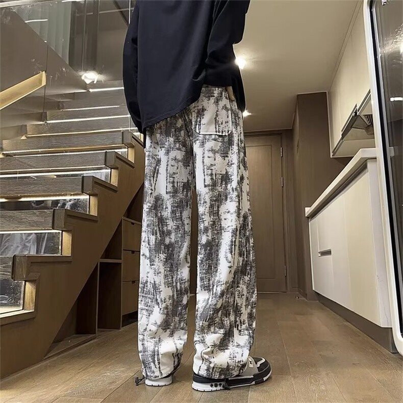 美式高街扎染休闲裤男款秋季潮牌古着裤子高级感运动卫裤,男装休闲裤,星座1210-1