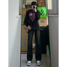 B221美式ins高街暗黑光版修身微喇牛仔裤LK23137-P55控78，男装牛仔裤，电商B221