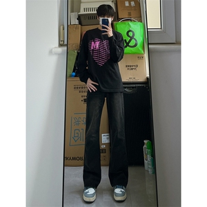 B221 美式ins高街暗黑光版修身微喇牛仔裤 LK23137-P55 控78图片