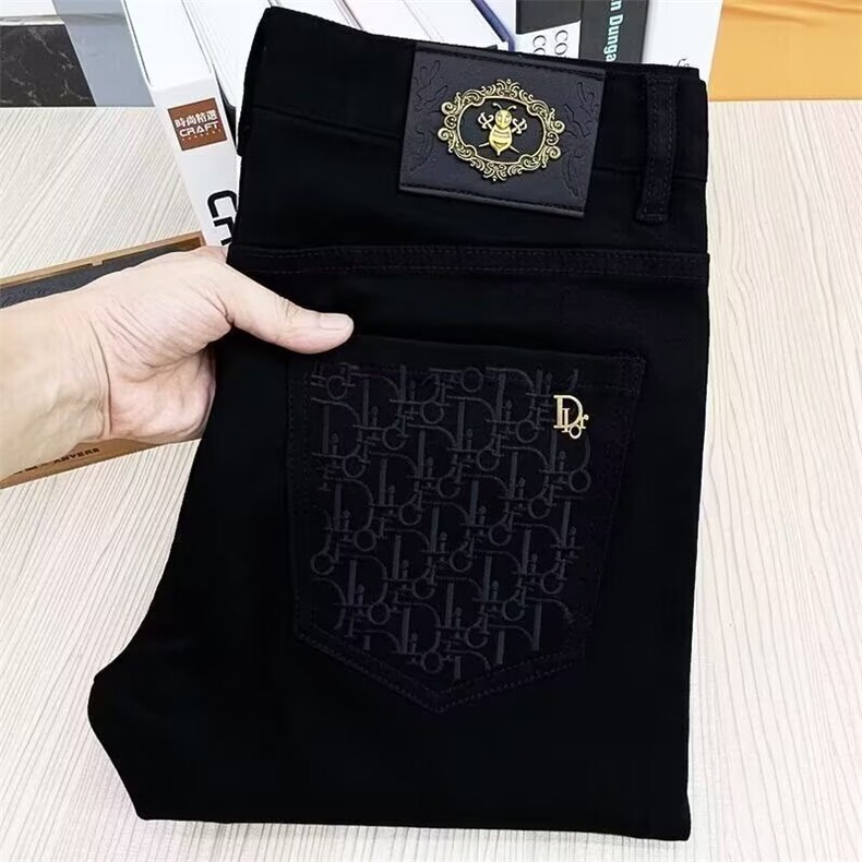 1506-1/KH1261/P45修身小脚裤高档黑色长裤潮牌轻奢百搭弹力裤男图片