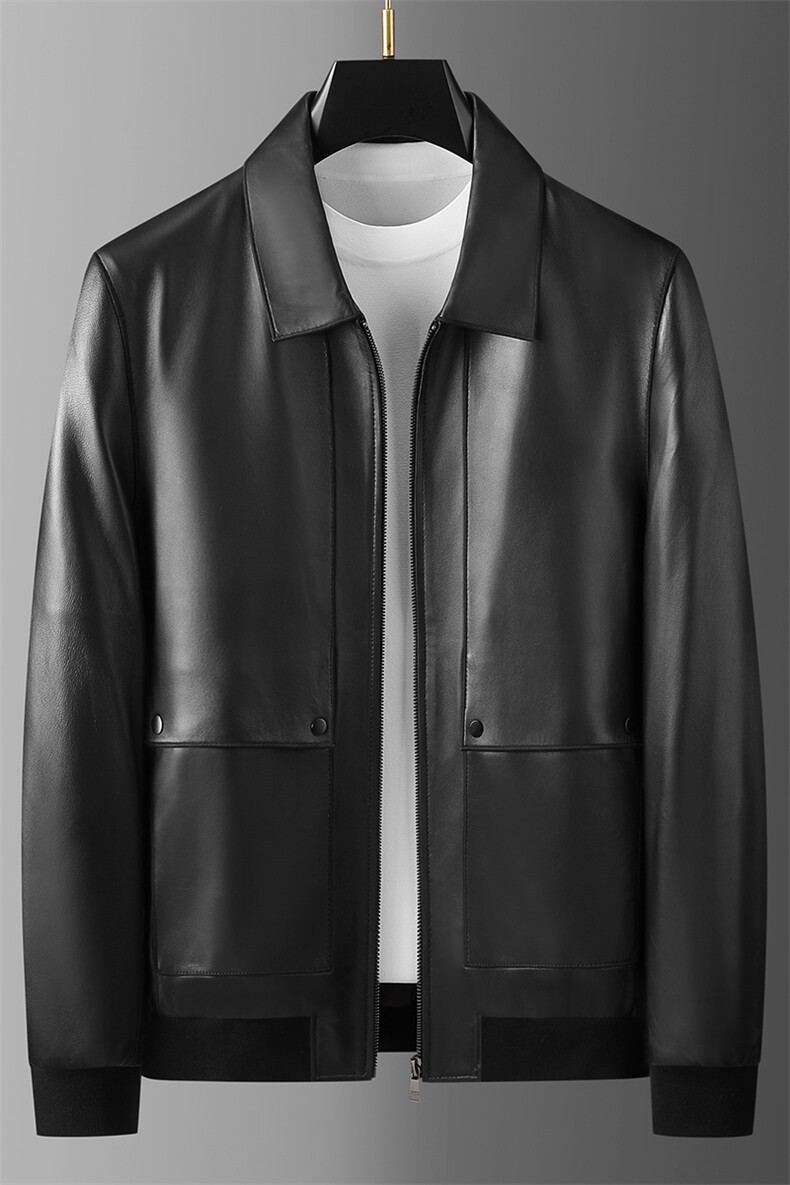 D-BST88111男式2023秋新款翻领修绵羊皮男皮夹克P710，男装皮衣，电商B360