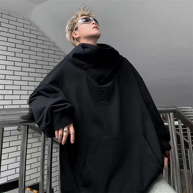 美式高街高领连帽卫衣男女秋冬季刺绣潮牌外套情侣上衣WY0435-p35,男装卫衣,星座1008