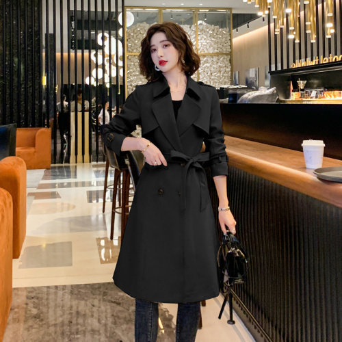 绿色风衣女中长款小个子过膝2025年新款chic气质高端大牌春秋外套,女装风衣,沫晗依美