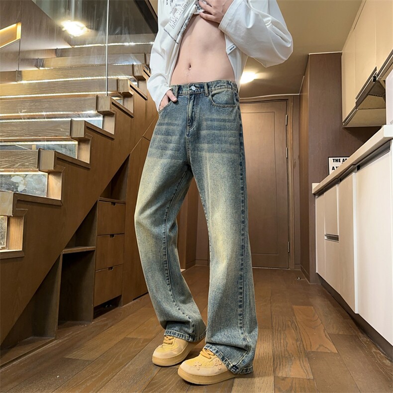 牛仔裤男女潮牌做旧水洗显瘦vibe高街微辣长裤子K8091P50,男装牛仔裤,电商D325