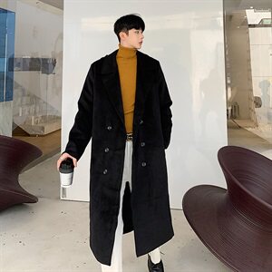 2020冬款呢大衣加长双排扣呢风衣男款拉风呢衣男外套冬装D501P135,时尚透视黑色连衣裙搭配图片