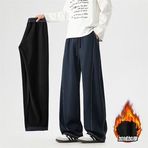 直筒宽松长裤垂顺加绒加厚时尚百搭明线S-3XL 2091特批3669图片