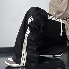 休闲工装裤男三条杠设计宽松直筒运动拖地裤裤子BK813-P45，男装休闲裤，星座1001-1