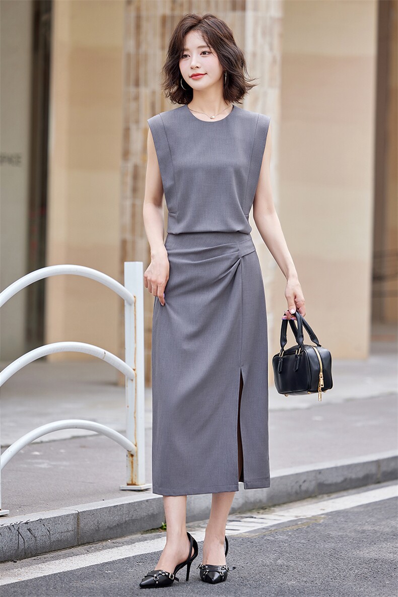 职业套装裙女2025夏新款高端精致小香风名媛无袖西装高级感连衣裙,女装套装/套裙,众宇琦