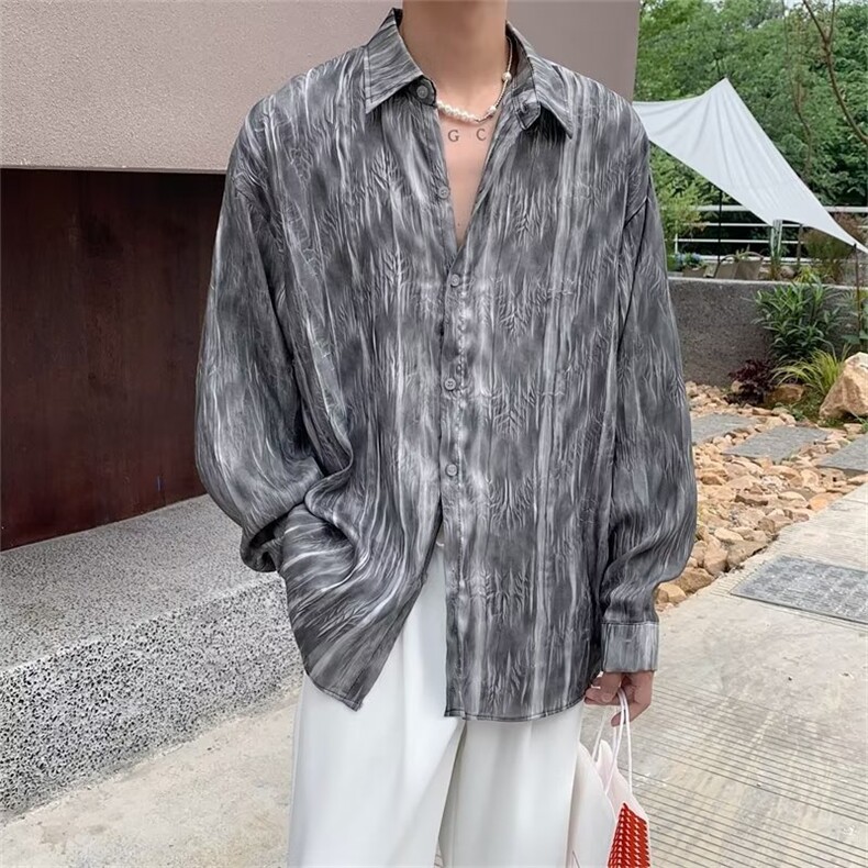 新款衬衫潮流慵懒男方领衬衫 P50图片