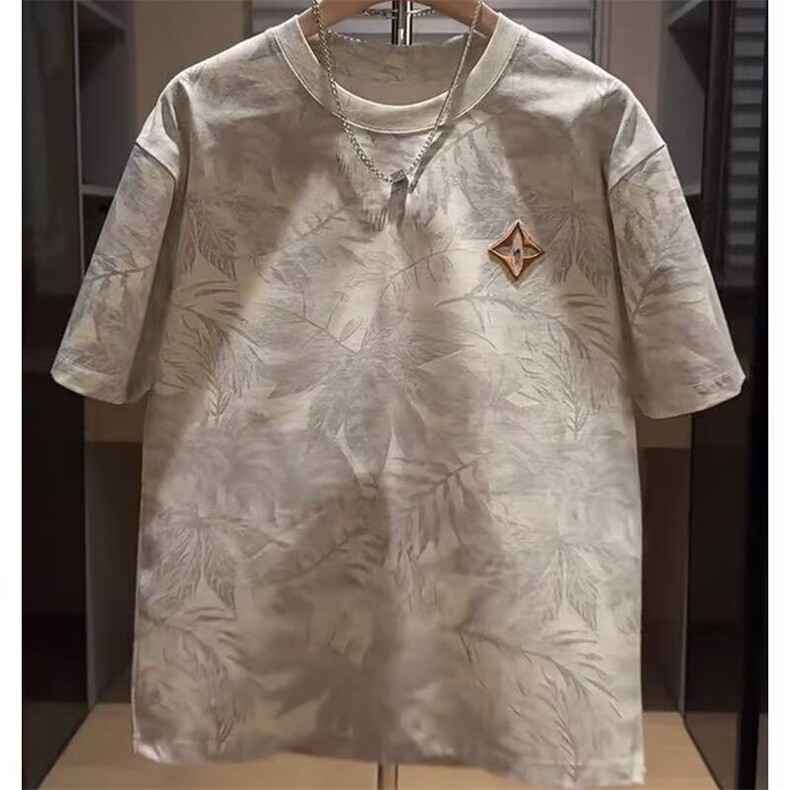 男士美式设计感印花短袖t恤2025新款夏季潮牌潮流宽松欧货男半袖图片