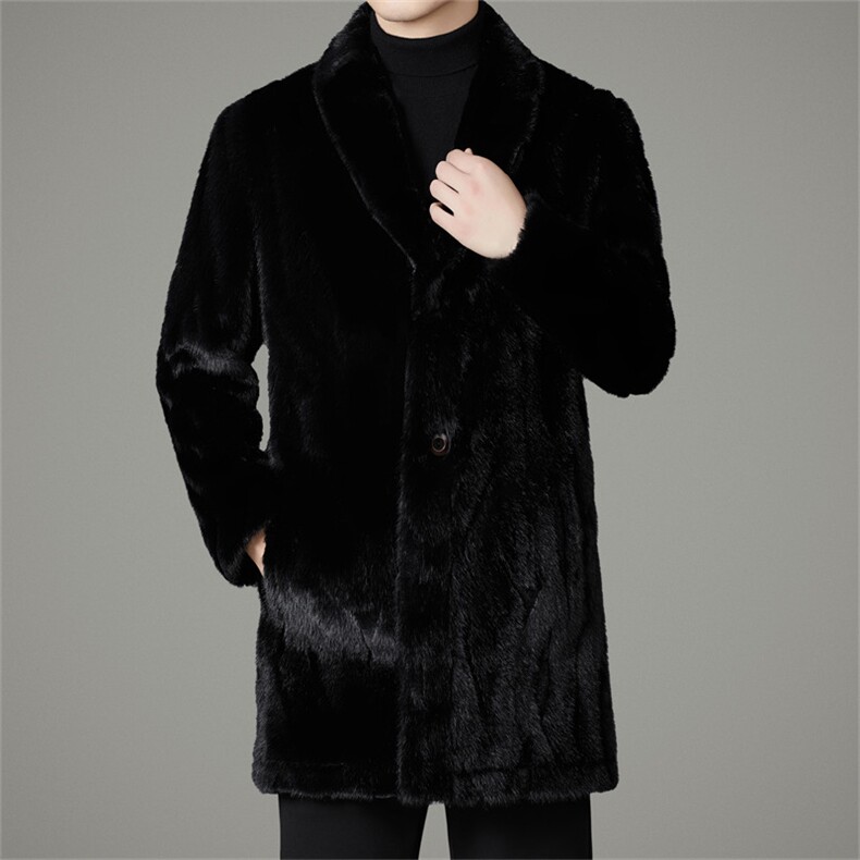 高端商务休闲雪兰貂大衣男士新款皮毛一体双面穿皮草皮衣夹克外套图片