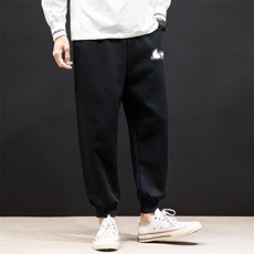 K12111-P40加绒P50束脚纯棉运动裤男士休闲裤大码宽松卫裤男，男装休闲裤，电商A040A