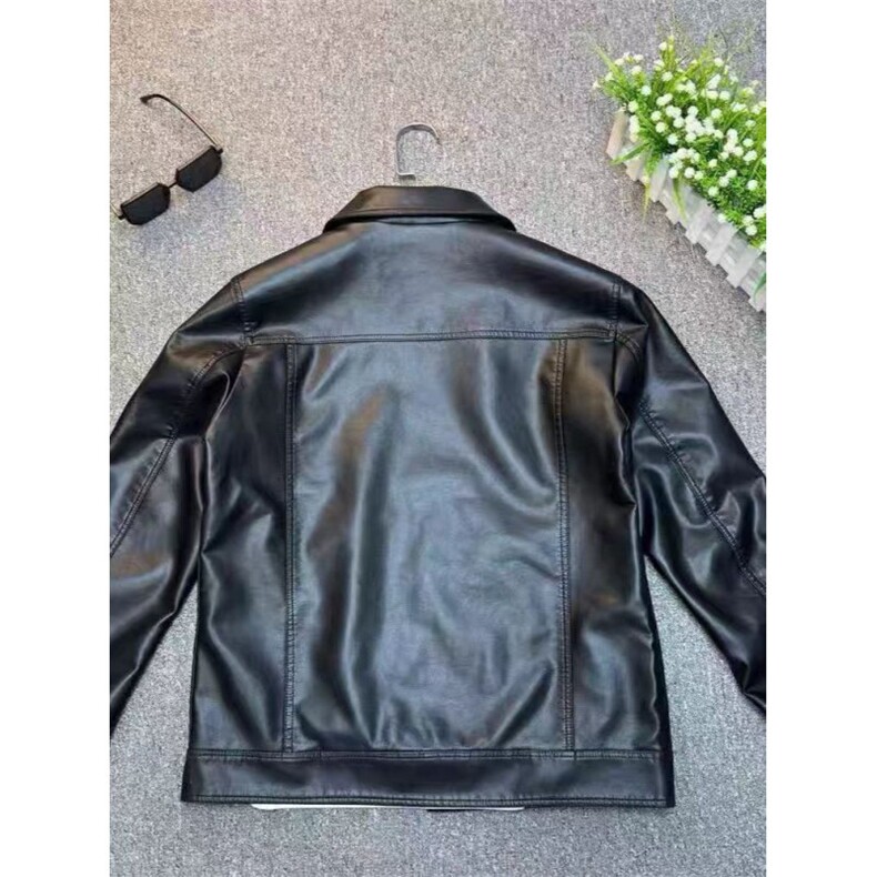 (网络图慎用有大货)PU皮衣翻领纯色拼接机车夹克313B-JK6610-P120,男装皮衣,星座313B