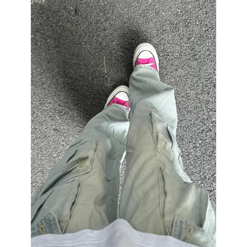 多口袋工装牛仔裤男款夏季小众设计感直筒裤子美式高街宽松阔腿裤,男装牛仔裤,星座1007（原301D）